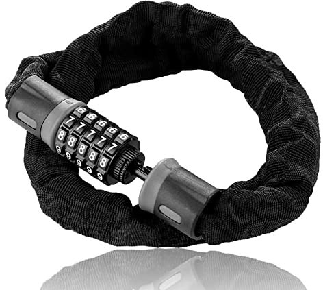 90cm Fahrradschloss mit Zahlenschloss | Kettenschloß mit Zahlen | gehärtete Stahlkettenglieder | Zahlen-Code-Kombination-Schloss [5-stellig] für Fahrräder, Moped, E-Bike, Motorrad, Tor & Zaun