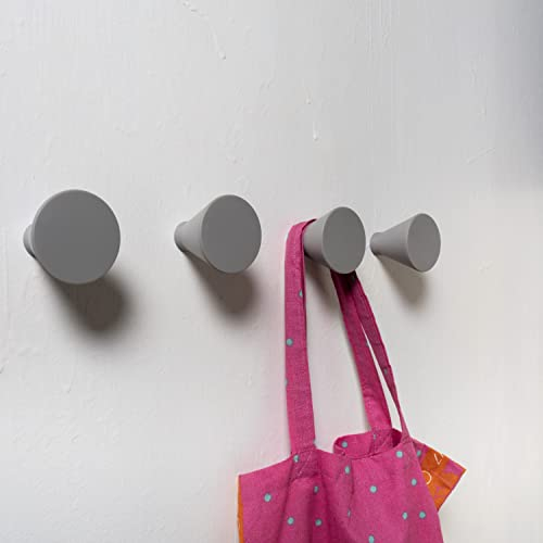 nidoshu YCONIC 4 Modern Kleiderhaken Wand - Deko Garderobenhaken Grau - Wandhaken Rund Design Zum Schrauben Original Kindergarderobe handtuchhaken or Wandgarderobe für Jacken Taschen Rucksäcke