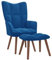 vidaXL Relaxsessel mit Hocker, Sessel mit Stahlrahmen Holzbeinen, Relaxstuhl Polsterstuhl mit Armlehne, Fernsehsessel Polstersessel Wohnzimmer, Modern, Blau Samt