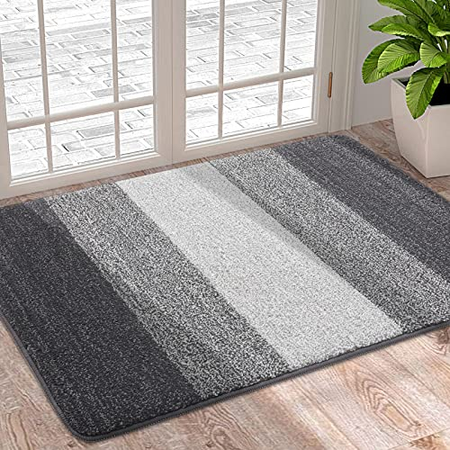 Homaxy Door Mats Indoor, Machine Washable Soft Doormats, Dirt Trapper Super Absorbent Entrance Rug, Non-slip Floor Mats For Inside, Front Back Door, Pets and Dogs (80 X 120 cm, Grey)
