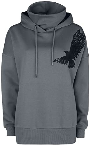 Black Premium by EMP Damen Grauer Kapuzenpullover mit integriertem Kragen