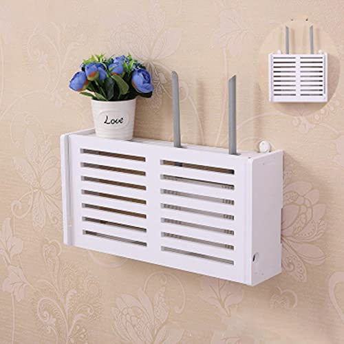 Wall Storage Box,WLAN-Router-Regal, bohrfreier Kabel-Router-Organizer, Kabel-Organizer, Holzregal, TV-Aufbewahrungsbox zur Aufbewahrung Ihres WLAN, Router,Cable