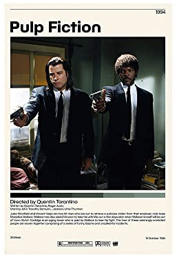 Pulp Fiction Filmposter auf Leinwand, Gemälde, Wandkunst, Poster für Schlafzimmer, Wohnzimmer, ästhetische Dekoration, 30 x 45 cm, ungerahmt