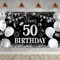 50. Geburtstag Banner Schwarz Silber, Geburtstagsbanner 50, 50. Geburtstag Männer, 50 Geburtstag Hintergrund Banner, 50 Jahre Geburtstagsbanner für 50 Party Deko Männer Frauen