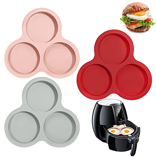 AIFUDA Silikon-Luftfritteusen-Eierform, antihaftbeschichtet, Luftfritteusen-Zubehör mit 3 Mulden für Luftfritteusen ab 6 QT