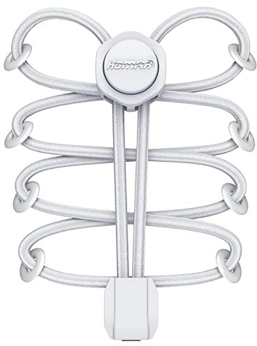 HOMAR Lacci Scarpe Elastici Autobloccanti Lacci per Scarpe Senza Nodo 180cm con Chiusura Facile per Bambini Adulti Scarpe Sneaker Scarpe Casual Stringhe Elastici Bianco Puro