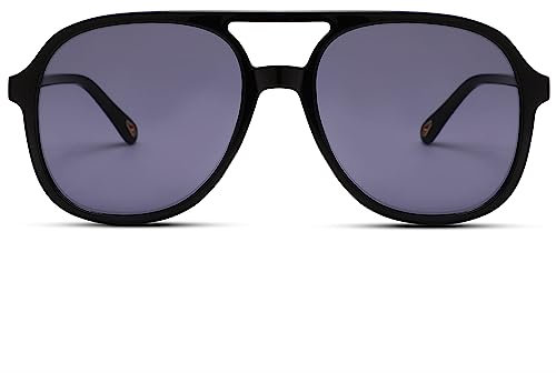Pro Acme Polarisierte Retro Pilotenbrille Herren und Damen 70er Jahre Vintage Große Übergroße Getönte Brille UV400 Schutz, schwarz / grau