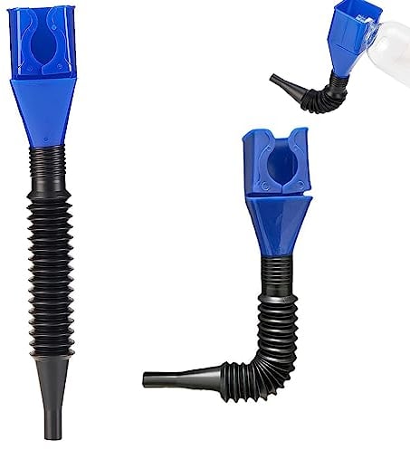 Norhogo 2PCS Plastic Flexible Oil Funnel for Car, Draining Tool Snap Funnel, for Automotive & Household Oil Gasoline Filling Extension Funnels Draining Tool (Blue)