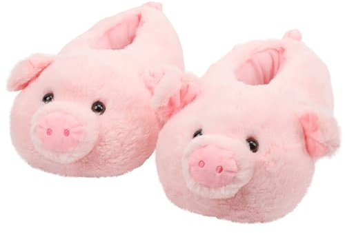 Aopuro Cute Pig Women Animal Slippers Novelty Soft Plush House Shoes