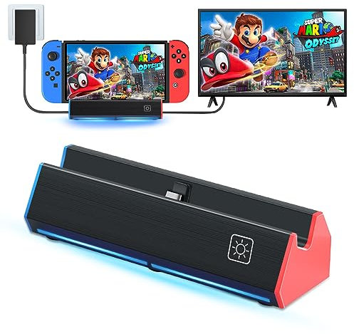 LEOADE Switch Dock con porta LAN, docking station TV portatile per Nintendo Switch/Switch OLED Dock con 4K HDMI/USB 3.0/Type C, porta Ethernet da 1000 Mbs, ricambio per dock switch
