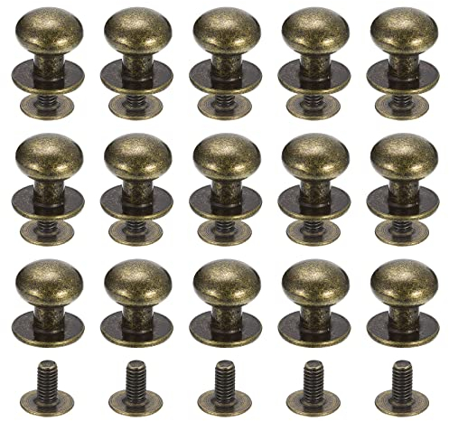 sourcing map 10mm Kugel Kopf Bolzen Nieten Schrauben Rücken 15Pack Rund Kopf Schaltfläche Nippel Niete für Basteln Leder Handwerk Handtasche Gürtel Bronze Ton