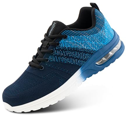 Hitmars Laufschuhe Herren Damen Turnschuhe Sportschuhe Leicht Atmungsaktiv Sneakers Outdoor Fitness Jogging Blau EU 44