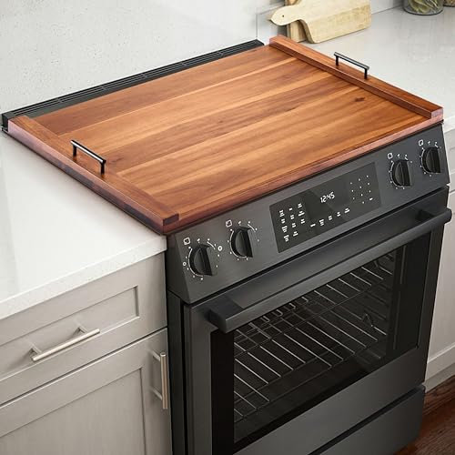 TIDITA Acacia Wood Stove Top Covers for Electric Stove - Wooden Noodle Board for Gas Stovetop - Stove Top Covers for Gas Burners - Wooden Kitchen Sink Cover for Counter Space & Decorative Tray