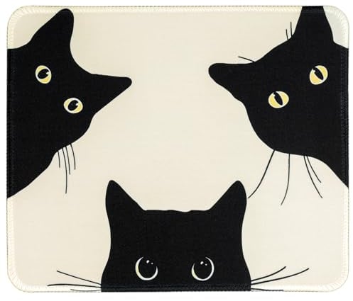 Lustige Mauspad Quadratische Nette Mousepad für Drahtlose Maus Kleines Büro Computer Mousepad für Schreibtisch Laptop mit Rutschfester Gummibasis (DREI Katzen)
