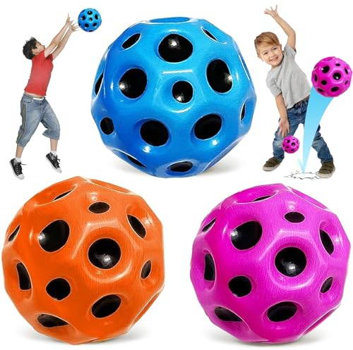 SFSSHUI 3 Stück Ball High Bounce Hole Ball Sprünge Gummiball Hohe Springender Gummiball High Gummibal Hohe Springender Space Ball Spielzeug Planeten Hüpfbälle Für Kinder im Freien