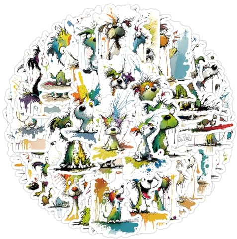 Eugelrom Aufkleber Packung, 50 Stück Wasserfeste Vinyl Aufkleber, Geeignet für Jugendliche/Kinder Mobiltelefon Laptop Koffer-fourth wing (Scratchy dog)
