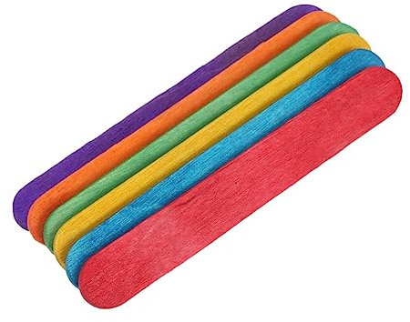50 Stück Hölzernes Gebäudemodell Bastelstöcke DIY-Sticks farbige Eisstiele zum Basteln farbige Bastelstäbe holzstäbchen Mini Etikett Planke Eisstange Kind Kunsthandwerk Bambus