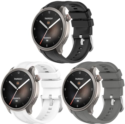 SenMore 3 Stücks Silikon Armband Kompatibel mit Amazfit Balance, Einstellbar Wasserdicht Ersatzarmbänder für Amazfit Balance(A2286).