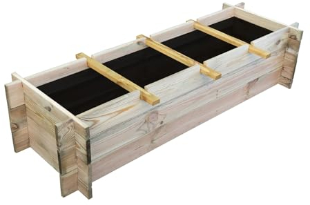 Onlywood Orto rialzato da esterno 4 Scomparti in Legno Trattato in Autoclave Dimensioni 120 x 40 x 36 cm - Cassoni orto con montaggio ad incastro e tessuto non tessuto compreso