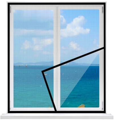 Fliegengitter FüR Fenster,75x120cm Zusammenklappbar Moskitonetz,LäSst Sich Ohne Bohren Verkleben Und Montieren,Für Terrassenfenster Küche Kellerfenster Schwarz