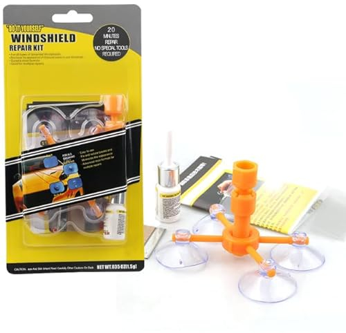 Car Windscreen Repair Kit with Pressure Syringes,with 1 Bottles of Glass Repair Fluid,Car Windscreen Repair Kit for Repair Half-Moon Cracks,Long Line Crack for Crack,Chips and Bulls-Eye Cracks.