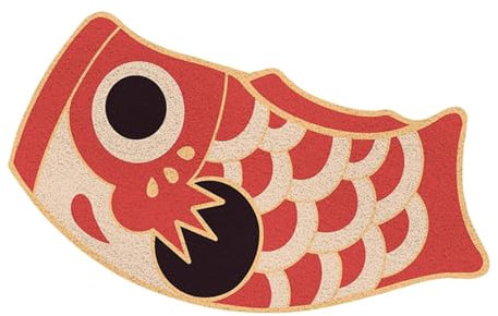 perfk Japanische Koi-Außenmatte, Fisch-Fußmatte, Bodenmatte, Fisch-Badematte, Willkommensteppich für Badezimmer, Eingang, Küche, Wäschedekoration, rot 45cmx80cm