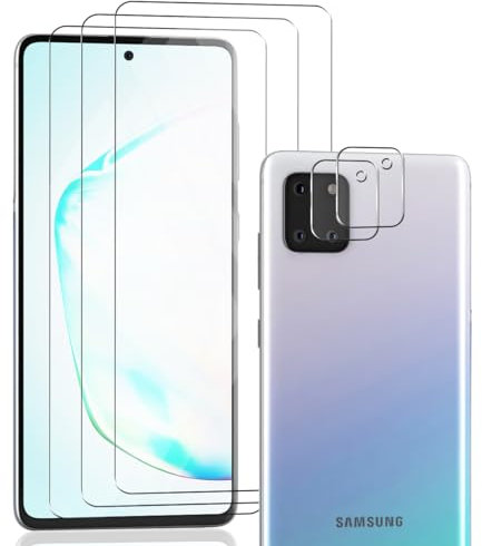 Zerrshoo Verre Trempé pour Samsung Galaxy Note 10 Lite Protection d'écran 3 Pièces et Galaxy Note 10 Lite Verre Trempé d'objectif Protecteur 2 Pièces. 9H Dureté, HD Film Verre pour Galaxy Note 10 Lite