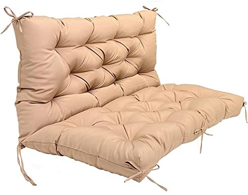 PRMTYUP Garden Bench Seat Cushion, Waterproof Swing Replacement Cushions with Backrest and Ties, Outdoor Porch Patio Swing Non-Slip Chairs Pad,A,120 * 100 * 10CM