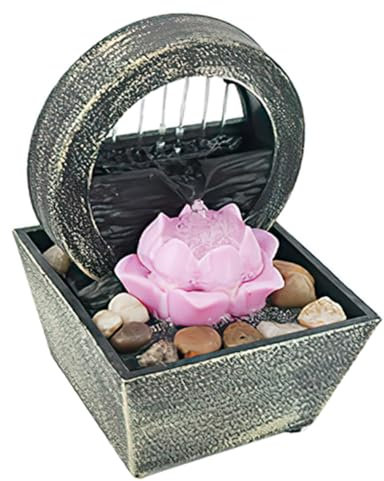 FUNOMOCYA Wasserfallbrunnen Für Innenbereich Tischbrunnen Mit Fließendem Wasser Und Led Licht Springbrunnen Dekoration Für Wohnzimmer Schreibtisch Arbeitszimmer