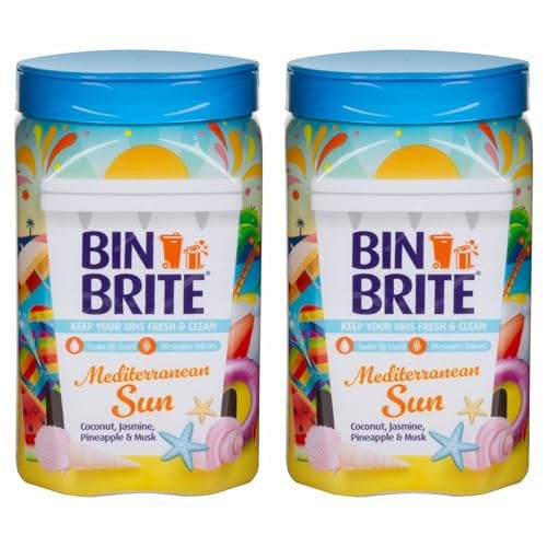 (Set of 2) All Purpose Bin Brite Bin Odour Neutraliser Scented Powder - Eliminate Smells Fragranced Powder for Bins (Bin Brite Mediterrinean- 500gm)