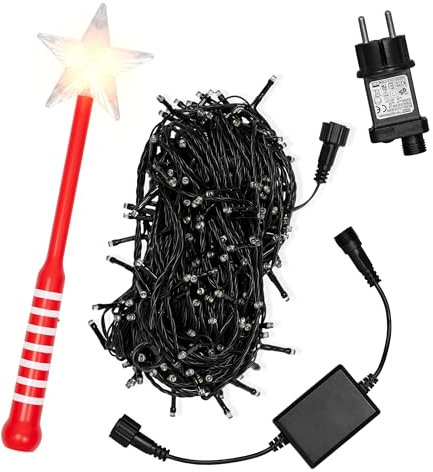 Bonetti Lichterkette mit 300 LED, 8 Leuchtmodi und Zauberstab Fernbedienung | ca. 30 Meter + 5 Meter Zuleitung | warm-weiß beleuchtet | Weihnachtsbeleuchtung für den Innenbereich