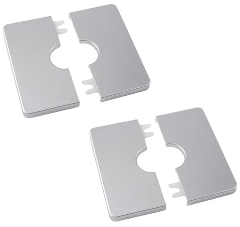 UFURMATE Pipe Wall Covers, 2Pcs Plastic Square Escutcheon Plates Self-Adhesive Pipe Plate Covers Decorative Shower Pipe Covers, Fit Diameter 22mm/0.86in (Silver)
