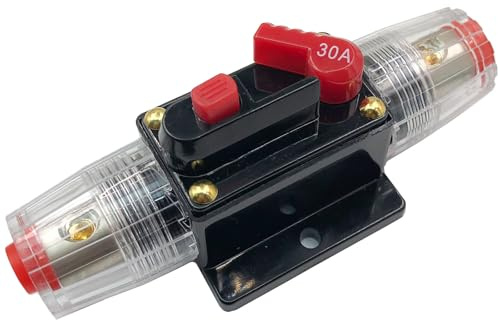 SPTSSWET KFZ Sicherungshalter 30A Inline-Leistungsschalter 12V-24V DC | Reset-Sicherung, für den Schutz Car Audio Solar Inverter Systemschutz von Automobil Marineboot Audiosystemen