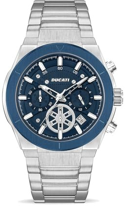 Ducati Analoge Herren-Armbanduhr mit silberfarbenem Zifferblatt, DTWGI0000906