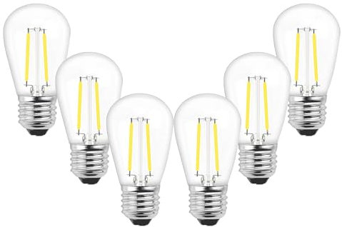 YIKEGE LICHT 6x E27 LED Birne Warmweiss 2W 160 Lumen Vintage Glühbirne ersetzt 20W Lampe S14 Leuchtmittel 2700 Kelvin Warmweiß Bulb Energiesparlampe Ersatzlampen für Lichterkette Nachttischlampe