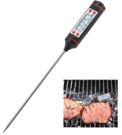 Meat Thermometer Probe Cooking Food Temperaturer Probe Digital UK for Grill and Air Fryers Instant Read Kitchen Temperature with Long Probe for Water Sugar Turkey Steak Candy Baking