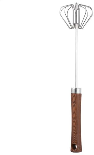 Semi Automatic Whisk Blender l Hand Push Eggbeater l Rotating Wooden Handle Whisk l Automatic Handheld Frother l Egg Beater Ergonomic Handle for Whisking and Mixing