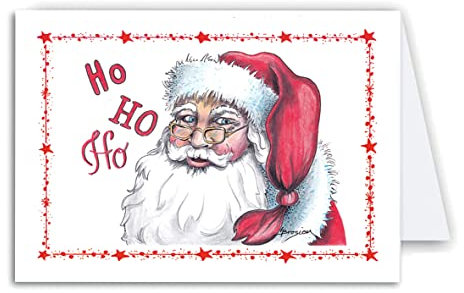 Süße Weihnachtskarte | Hohoho Weihnachtsmann Nikolaus | Klappkarte Künstlerkarte Postkarte