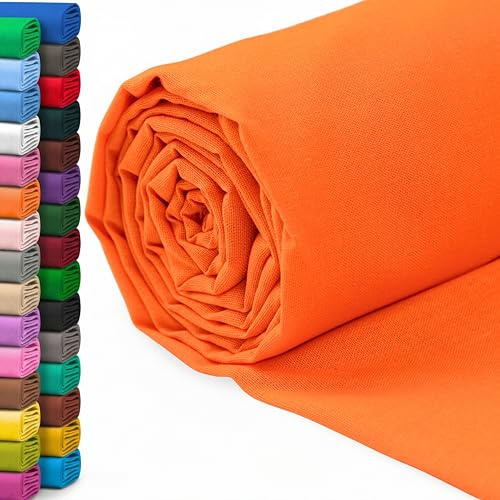 A-Express 100% Baumwollstoff - 150 cm (60 Zoll) Breit – Uni Baumwoll stoff Meterware - Ideal für Patchwork, Nähen, Vorhang, Futter, Bettwäsche, Schneiderei, Kissenbezüge - Orange 5 Meter