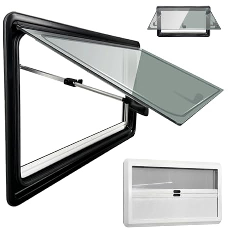 1300x600MM Wohnwagen Fenster mit Sonnenschutz und Fliegengitter | Ausstellfenster für Wohnmobil, Camper & Fahrzeuge, Integriertes Rollo, Externes Push Fenster