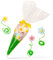 Blumenstrauß in der Tüte – leckere Fruchtgummi-Schnüre, Marshmallow-Blumen und Fruchtgummi-Blumen in der Süßigkeiten-Tüte, schönes Geschenk
