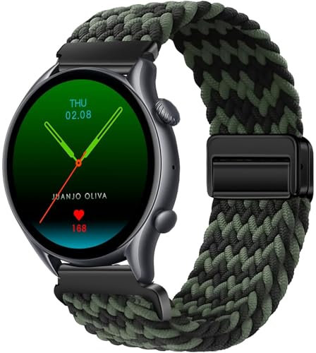 Issinlky Nylon trenzado correa para Amazfit GTR 47mm/2/2e/3/3 Pro/GTR 4/4 Pro/Stratos 3/Stratos 2, 22mm Correa elástica para Xiaomi S1/Xiaomi Mi/S1 Active/S3/Watch 2