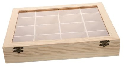 MUCKLILY Felsen Aufbewahrung Sbox Rock-display-regal Holzfach Zur Aufbewahrung Von Steinen Aufbewahrungsbehälter Aus Stein Sammelvitrine Aufbewahrung Von Steinsammlungen Hölzern Khaki