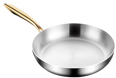 BommFu Edelstahlbratenpfanne | Edelstahl Pfanne Unbeschichtet | Klei-ner Haushaltsbrüche To-pf | Pro-fi Bratpfanne 24cm | Röstaromen - Ofenfest