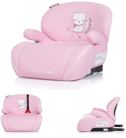 Chipolino Kindersitz, Sitzerhöhung Sonic Isofix, i-Size, 125-150 cm, Armlehne rosa weiß