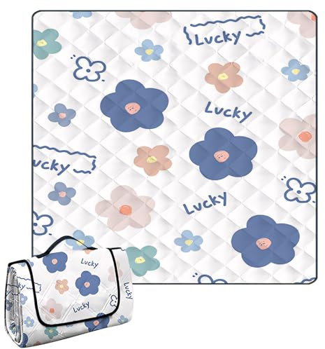 ACAREY Picknickdecke 200x200 cm, Picnic Blanket Groß für 6–8 Personen, Campingdecke Wasserdicht & Isoliert, Tragbare Faltbar Stranddecke Maschinenwaschbar, für Outdoor, Park, Garten, Wandern (Blumen)