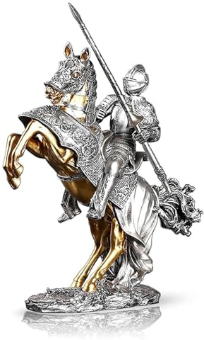 EDXTNKQC Heimdekoration Kunststatue - Ritter-Statue Aus Bronze, Kriegspferd, 42,9 cm, Sammlerstück, Legendäres Mittelalterliches Ritterornament, Schwertkämpfer, Garde, Krieger, Sammlerstück