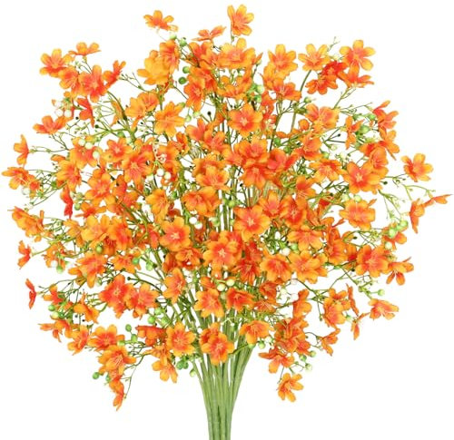 MEIVINES Kunstblumen 8 Bündel Künstliche Herbstblumen Orange Herbst Künstliche Blumen 67cm Langstielige Kunstblumen Herbst Künstliche Balkonpflanzen Seidenblumen für Draußen Balkon Garten Herbstdeko