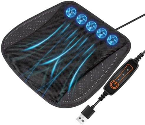 Bomefoi Cooling Car Seat Cover,Ventilated Seat Cushion - Ergonomic 3-Speed Airflow Adjustment Sitting Mat for Driver Truck Travel Elderly Road Trip Boat Wheelchair