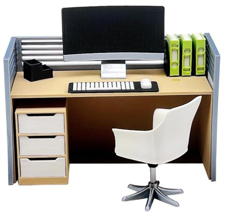 MERIGLARE Puppenhaus Dekoration Büro Möbel Miniatur Computer Schreibtisch 1: 12 Handwerk Pretend Spielen Spielzeug, Set B